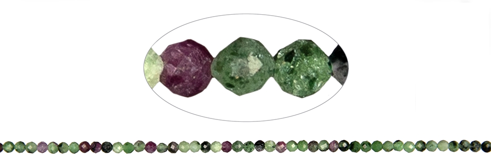 strand balls, Zoisite with Ruby, faceted, 03mm (39cm)