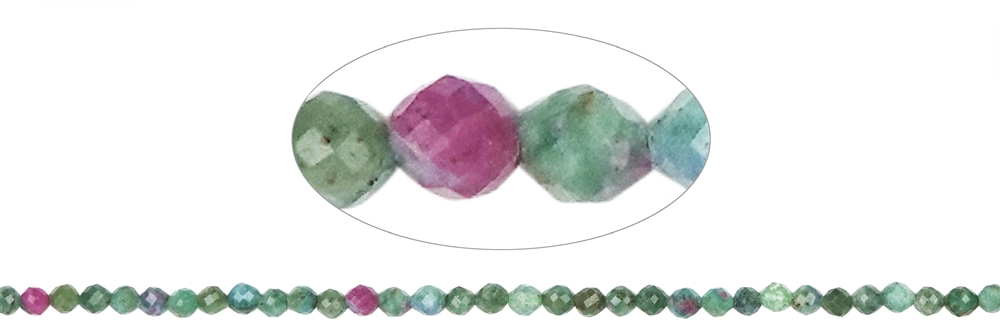 strand balls, Zoisite with little Ruby, faceted, 04mm