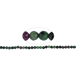 141630106020 Rang de collier boule, Zoïsite avec du rubis, facetté, 06mm (39cm) | Marco Schreier