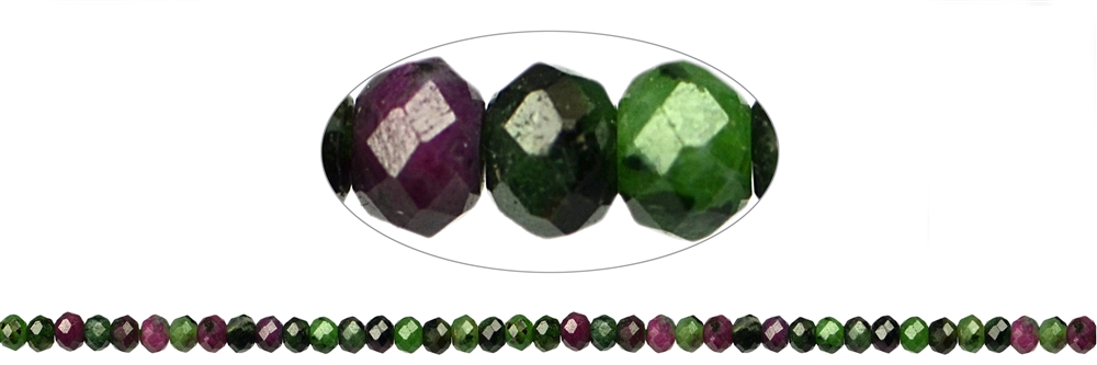 Strand Button, Zoisite with Ruby, faceted, 02 x 04mm