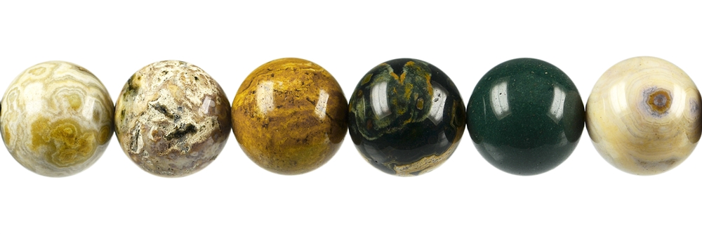 Rang de collier boules, Jaspe océan, 16mm