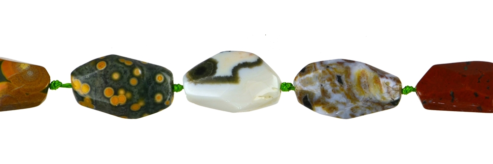 Filone di pepite, diaspro oceanico, sfaccettato grossolanamente, 15-25 x 05-10 mm
