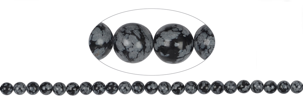 Rang de collier, Obsidienne (flocons de neige), 08mm