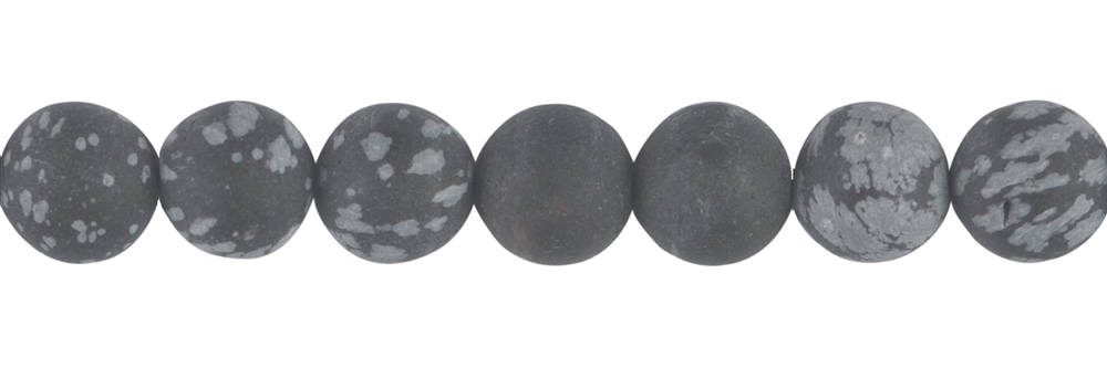 Strang Kugeln, Obsidian (Schneeflockenobsidian), matt, 10mm (39cm)