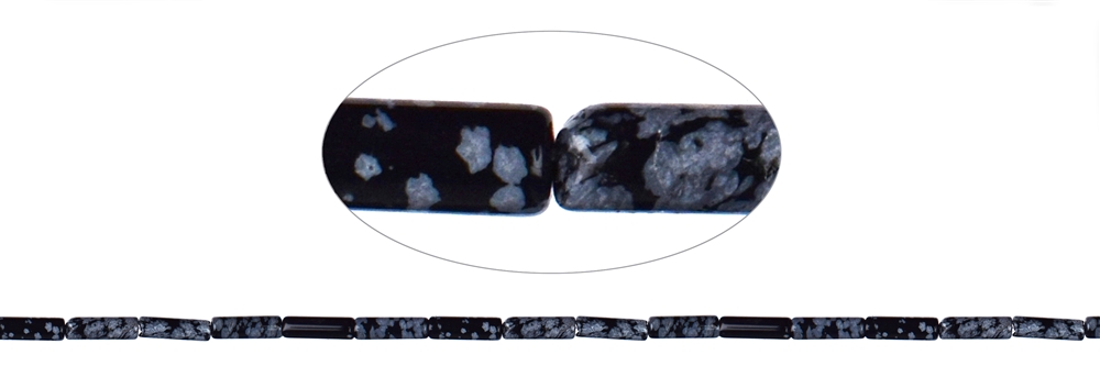 Strang Zylinder, Obsidian (Schneeflockenobsidian), 13 x 04mm