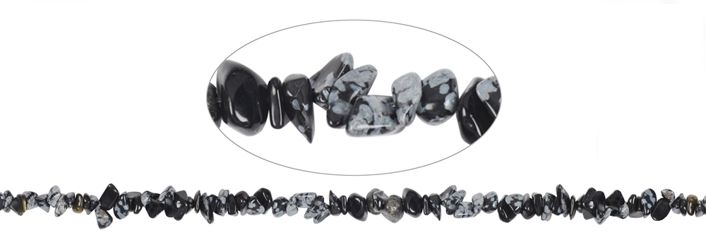 Strang Splitter, Obsidian (Schneeflockenobsidian), 02-04 x 05-10mm (88cm)