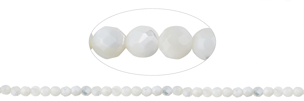 String Beads, Mother of Pearl (light), 04mm, faceted