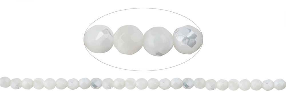 String Beads, Mother of Pearl (light), 06mm, faceted