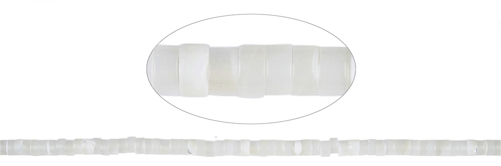 Strand cylinder/heishi, Mother of Pearl (white), 2 x 5mm