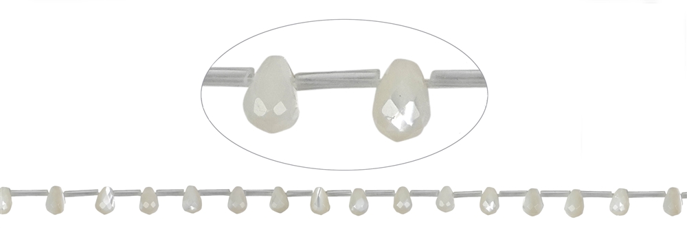 strand drops, Mother of Pearl (light), faceted, 06 x 09mm