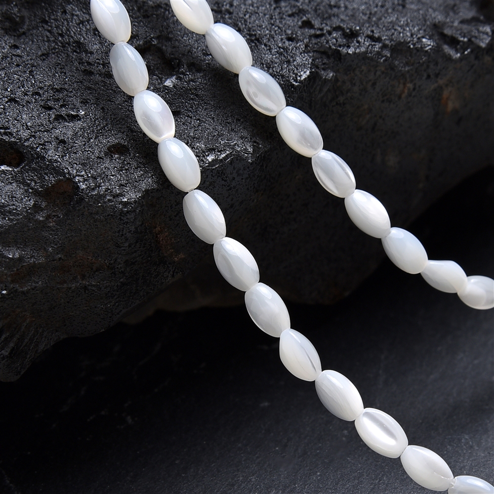 Strand of rice grain, Mother of Pearl (light), 05 x 03mm