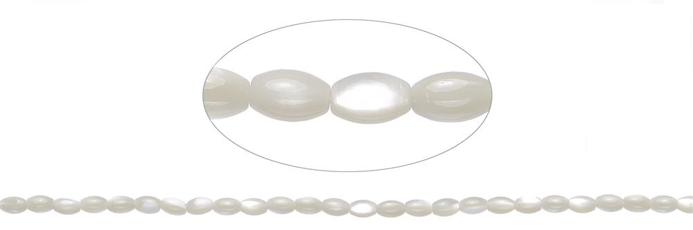 Strand of rice grain, Mother of Pearl (light), 05 x 03mm