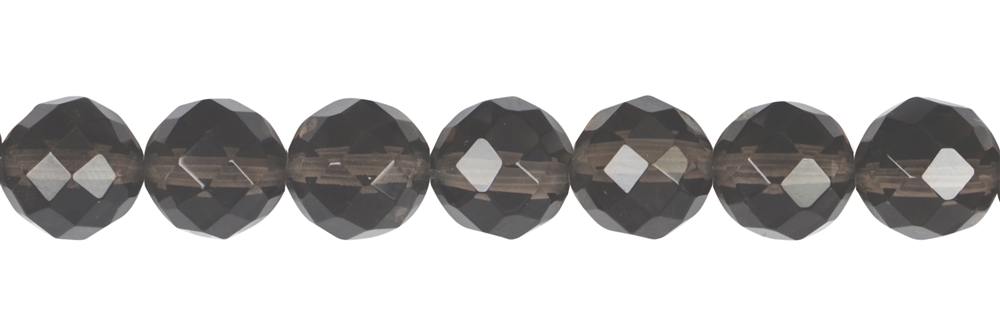 Strang Kugeln, Obsidian (Rauchobsidian), facettiert, 10mm