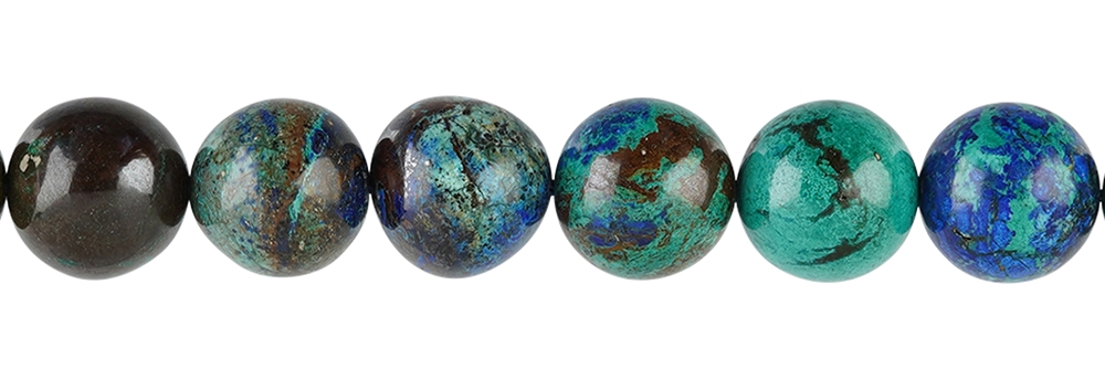 Strand of spheres, Azurite Malachite natural (rod.), 12mm