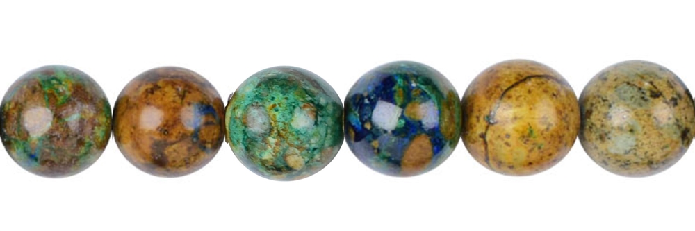Fili di perle, azzurrite-malachite in matrice (stab.), 11-12 mm