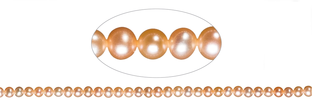 Strang rund, Süßwasser-Perle A, lachs (natur), 04-04,5mm