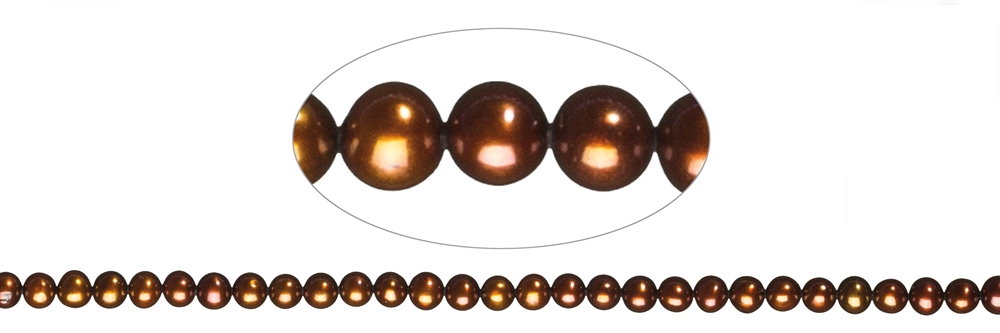 Strang rund, Süßwasser-Perle A, braun (gef.), 04-04,5mm