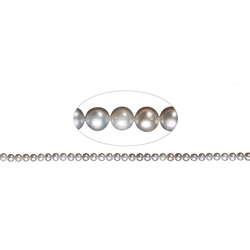 141840206254 Round strand, freshwater pearl A, silver-grey (dyed), 04-04.5mm | Marco Schreier