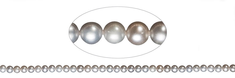 Round strand, freshwater pearl A, silver-grey (dyed), 04-04.5mm