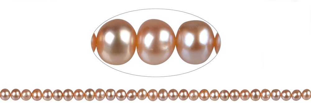 Round strand, freshwater pearl A, salmon (natural), 05.5-06mm