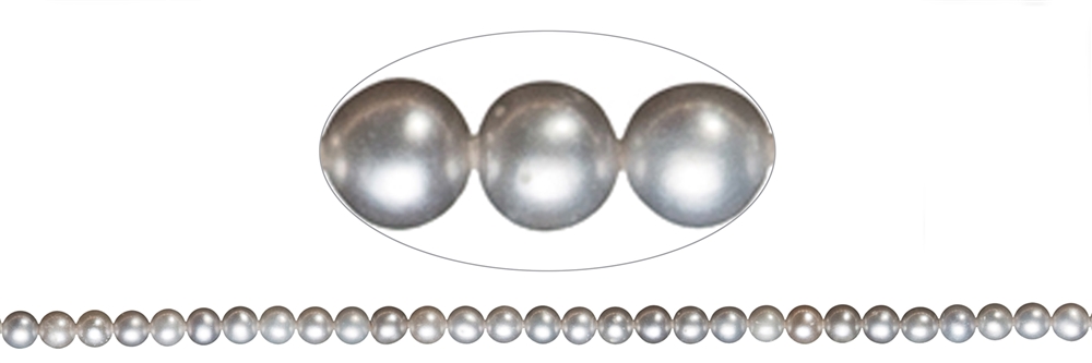 Round strand, freshwater pearl A, silver (set), 05.5-06mm