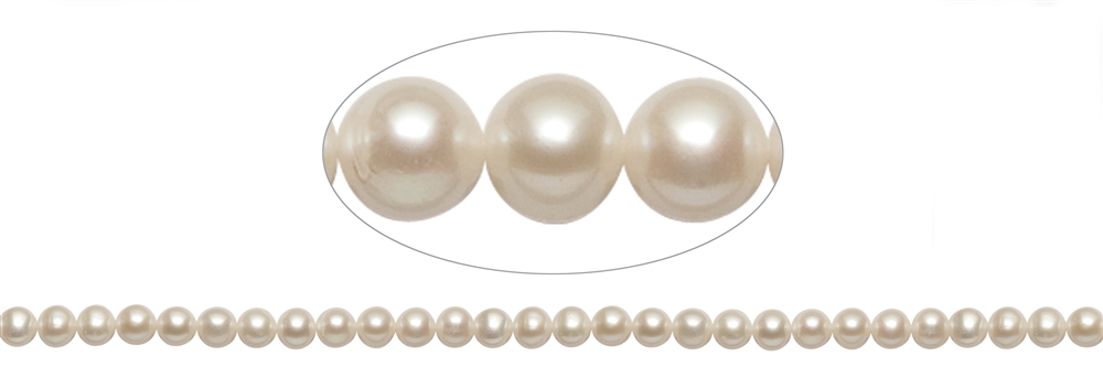 Strand round, freshwater pearl A, white, 06 - 06,5mm