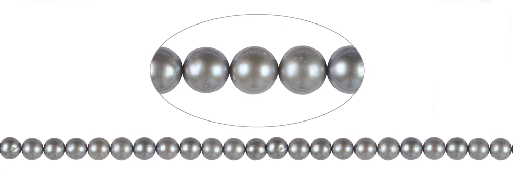 Freshwater Cultured 7–7.5mm Round Pearl Strand Gray A-Grade