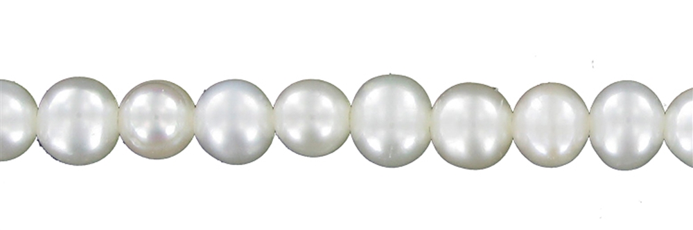 Strang rund, Süßwasser-Perle A, weiß, 08 - 08,5mm