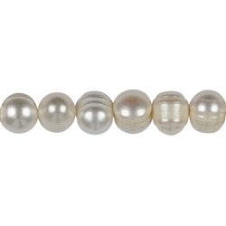 141840217042 Strand round, freshwater pearl AB, cream-white (natural), 10mm (35cm) | Marco Schreier