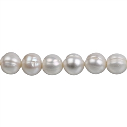 141840217043 strand round, freshwater pearl AB, cream-white (natural), ca. 10-11mm, 37cm | Marco Schreier