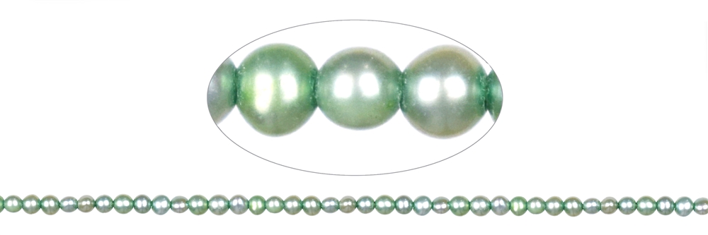 Rang de collier Potatoe, perle d'eau douce A, vert (gef.), 02-03mm