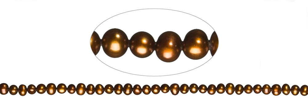 Filo Potatoe, perla d'acqua dolce A, marrone (tinta), 04-05mm