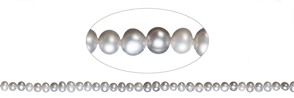Filo Potatoe, perla d'acqua dolce A, grigio argento (tinta), 04-05mm