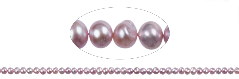 Rang de collier Potatoe/Bouton, perle d'eau douce A, rose (gef.), 04 x 05mm
