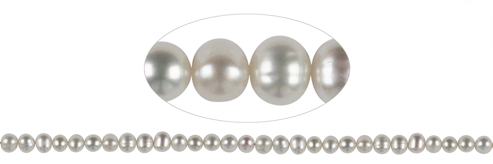 Filo Potatoe, perla d'acqua dolce A, bianca, 05-06 mm 