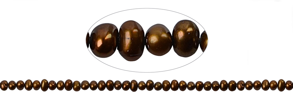 Filo Potatoe, perla d'acqua dolce A, marrone (tinta), 03,5-04 mm