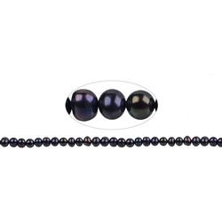 141840306243 Strand Potatoe, freshwater pearl AB, oil-colored iridescent (dyed), 06-07 mm, 37cm | Marco Schreier