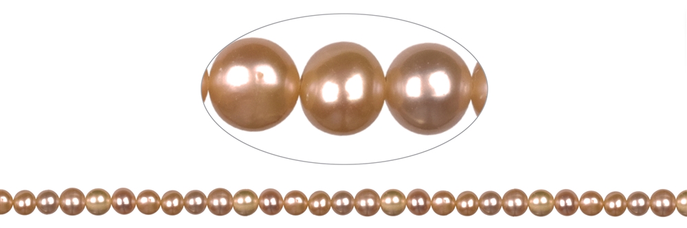 Rang de collier Potatoe, perle d'eau douce A, brun doré (gef.), 08-09mm