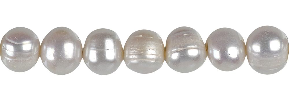 Rang de collier Potatoe, perle d'eau douce AB, blanc-crème, 07 x 09-10mm (37cm)