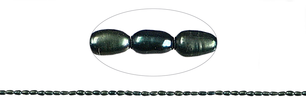 strand rice grain, freshwater pearl AB, petrol (dyed), 04mm