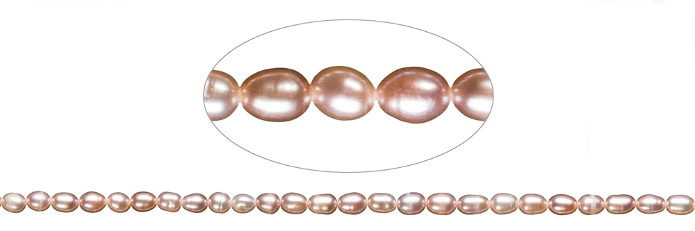 Strand of rice grain, freshwater pearl A, purple (natural), 06-07mm