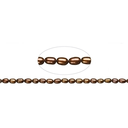 141840404234 Strand of rice grain, freshwater pearl A, brown (set), 06-07mm | Marco Schreier