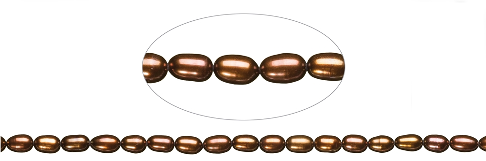 Strand of rice grain, freshwater pearl A, brown (set), 06-07mm