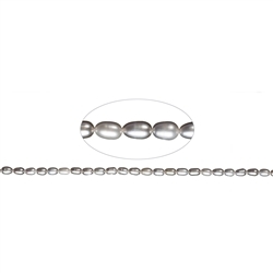 141840404254 Strand of rice grain, freshwater pearl A, silver-grey (dyed), 06-07mm | Marco Schreier