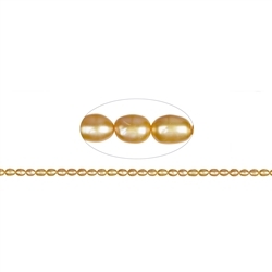 141840405314 Strand of rice grain, freshwater pearl, golden yellow (set), 06-07 x 05-06mm | Marco Schreier