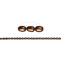 141840406234 Strand of rice grain, freshwater pearl A, brown (dyed), approx. 08-09mm | Marco Schreier