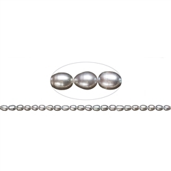 141840406254 Strand of rice grain, freshwater pearl A, silver-gray (set), 08-09mm | Marco Schreier