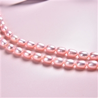 Strand of rice grain, freshwater pearl, pink (set), 07-09 x 06-07mm