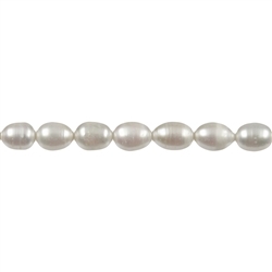 141840408011 Strand of rice grain, freshwater pearl C, white, 08-09mm | Marco Schreier