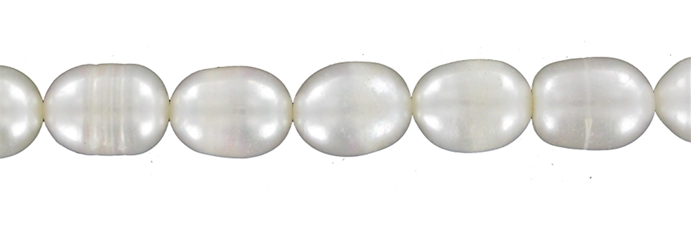 Filo di perle d'acqua dolce a grani di riso C, bianche, 09-10 mm